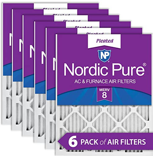Nordic Pure 16x16x1 MERV 8 Pleated AC Furnace Air Filters 6 Pack