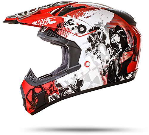 ATO GS Nevada Rot XL 61cm Motocrosshelm mit ausziehbarer Sonnenblende und der neusten Sicherheitsnorm ECE 2205