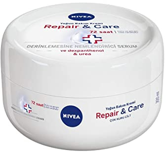 NIVEA Repara & Cuida Crema Corporal (1 x 300 ml), 72 horas alivio para el cuidado de la piel muy seca, crema hidratante con sérum, crema reparadora con dexpantenol y urea