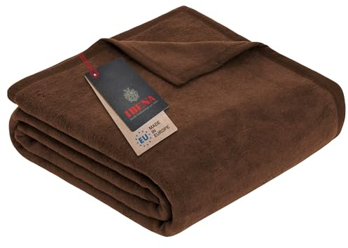 Ibena Porto Kinderdecke 100x150 cm - weich, warm & waschbar, kleine Kuscheldecke für Kinder braun