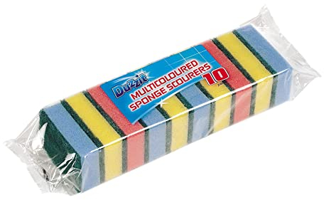 Duzzit® Lot de 10 éponges à récurer multicolores pour cuisine et salle de bain