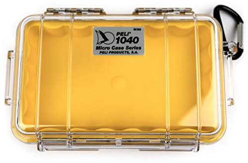 Peli 1040 Micro Case-Schutzbehältnis für Smartphone und Zubehör, IP67 Wasserdicht, 0,7L Volumen, Transparent/ Gelbe Gummieinlage, 1040-027-100E, Klar/Gelb