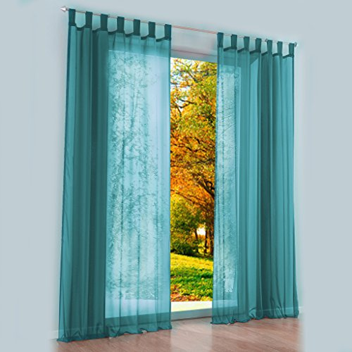 Thinkbay Handarbeit Schlaufen Gardine Schöne Vorhänge 1er-Pack Vorhang H*B 245 * 140cm Aqua