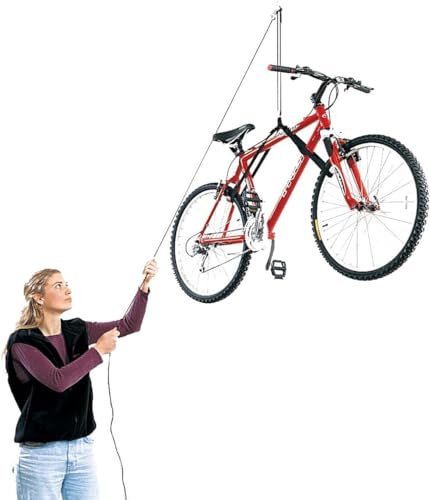 HARKEN - Bike Overhead Garage Storage Hoist, Self-Leveling, Safe Anti-Drop System, Easy One-Person Operation, Smart Garage Organization