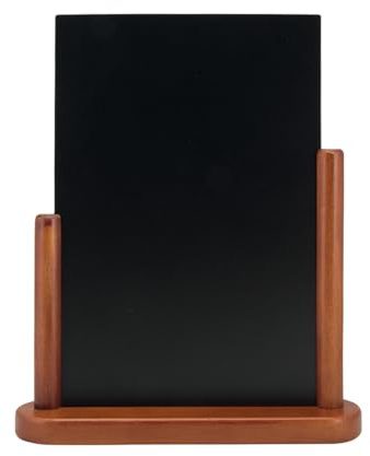Securit Lavagna da tavolo Elegant - Modello Grande A4 - Mogano | Base in Legno Esotico - Superficie Doppia - Antigraffio - Antiurto - Lavabile - Per Gesso Liquido
