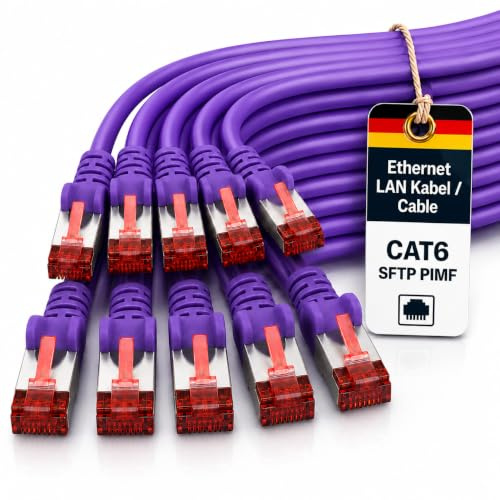 1aTTack.de 10x 0.5m Cat6 Cat.6 Ethernet-Kabel Cat 6 Netzwerk-Kabel Patch-Kabel RJ45 SFTP - Violet