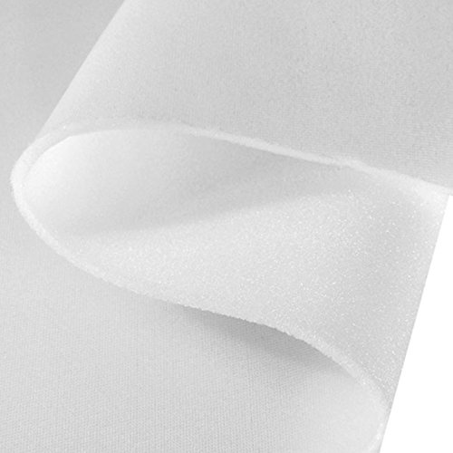 FORTISPOLSTER Kaschierter Schaumstoff 5 mm mit Jersey Stoff laminiert, 150 cm breit, weiß, PU-Schaum Meterware für Autosattlerei, Polsterarbeiten und Unterfütterung