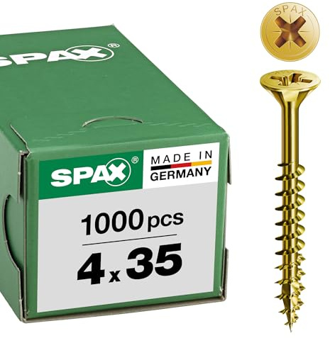 SPAX Universalschraube, 4,0 x 35 mm, 1000 Stück, Kreuzschlitz Z2, Senkkopf, Teilgewinde, 4CUT, YELLOX, 0291020400355