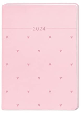 Terminplaner Lederlook 2024 Rosa: Terminplaner Lederlook A6