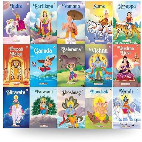 Story Books for Kids (Set of 15 Books) - Surya, Kartikeya, Indra, Vishnu, Balarama, Vaishno Devi, Mooshika, Airvata - Mythology Stories for Children - Read Aloud to Infants, Toddlers - Age 3+