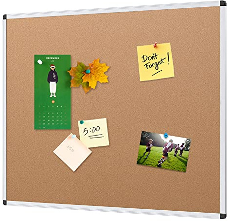 VIZ-PRO Cork Notice Board, 24 X 18 Inches, Silver Aluminium Frame