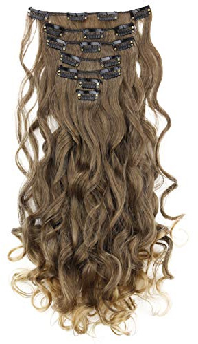 CAISHA XXL 8er 45cm CLIP IN EXTENSIONS Haarverlängerung Braun Blond CES19-1