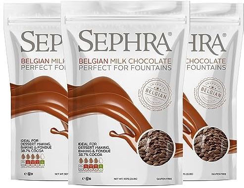 Sephra Milk Belgian Couverture Fountain Chocolate Callets (3 x 907g Bags)
