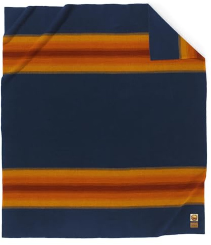 Pendleton National Park Blanket Full 80 x 90 - 100% Wool, Soft and Durable Throw for Home & Outdoor Adventures, Iconic Park Stripes Collectible Keepsake - Grand Canyon Navy