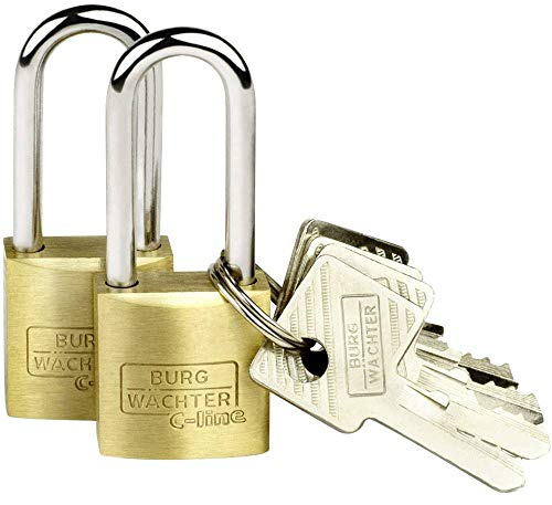 Burg Wächter Vorhängeschloss, 2er-Set, 3,5 mm Bügelstärke, 4 Schlüssel, Duo 222 20 26 SB, Bügelstärke: 3,5 mm / Höhe : 39,5 mm