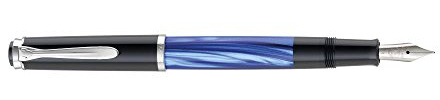 Pelikan 801881 Kolbenfüllhalter M205 Blau-Marmoriert, Feder B in Faltschachtel