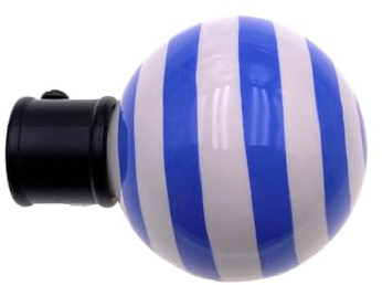 DécoProfi 2 x Endstück Keramikkugel, für Gardinenstangen 16 mm Durchmesser, blau/Weiss