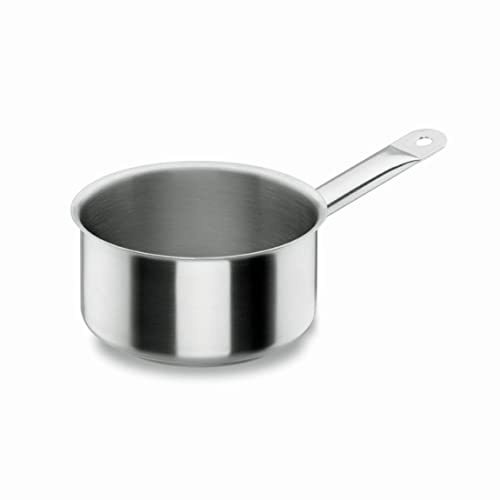 LACOR 50224 - Cazo Recto Chef Classic 24cm Acero Inoxidable - Profesional | En acero inoxidable, para salsas, leche y raciones pequeñas; ideal para cocina profesional y uso diario en casa