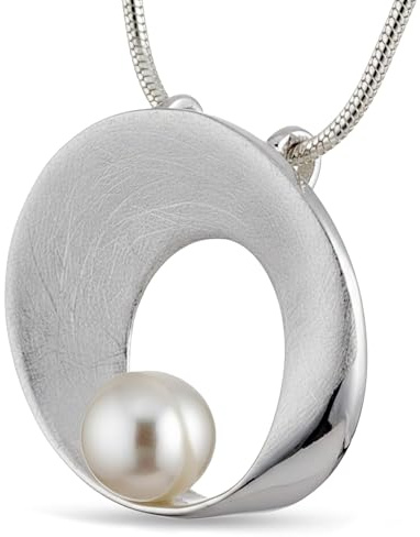 Vinani 925 Sterling Silber Anhänger Damen Muschel mit Schlangenkette AGP-S | Muschel-Anhänger mit Süßwasserzuchtperle und Schlangenkette aus Italien, nickelfrei und antiallergisch.
