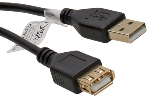 kenable USB 2.0 Extension Cable High Speed 24AWG A Male to A Female Gold Plated Connectors Black 1.8m