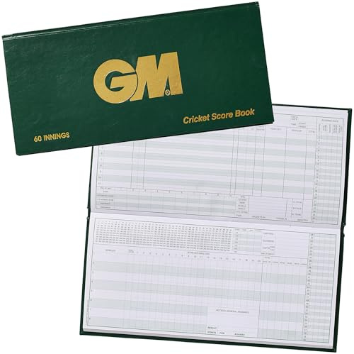 Gunn & Moore GM Cricket Scorebook | Bowling-Analyse | Grün mit goldenem GM-Logo | 60 oder 100 Innings