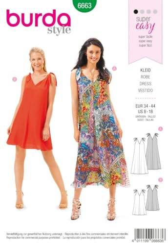 Burda B6663 Schnittmuster Kleid Papier weiß 19 x 13 x 1 cm