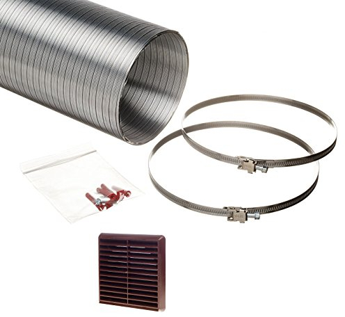 NaplesUK Universal 150mm Cooker Hood Ducting Kit Semi Rigid Aluminium 152mm Internal Diameter Hose Length 3.0 Metre With Brown Louvred Grille