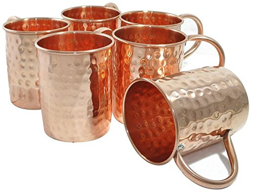Zap Impex Moscow Mule Kupferbecher – Set mit 6 – 100% handgefertigte, lebensmittelechte Becher aus reinem massivem Kupfer mit Rohrgriff – 16 oz hochwertiges Cocktail-Kupferglas