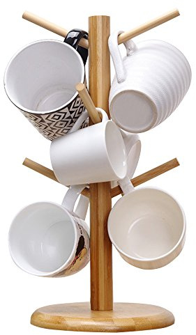 MyLifeUNIT Mug Holder Tree, Coffee Cup Holder with 6 Hooks (Yellow)