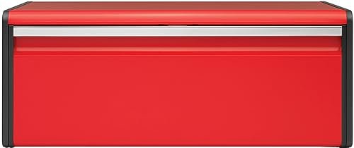 Brabantia - Caja de Pan con Tapa abatible, Rojo (Passion Red), 46.5 x 25 x 18.7 cm