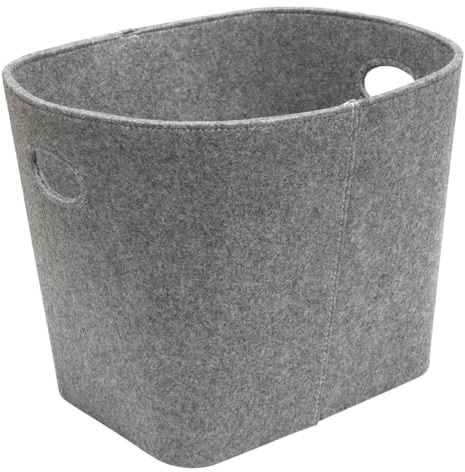 raik Holzkorb Filzkorb groß hellgrau für Kaminofen und Feuerholz Aufbewahrung mit Griffen 35 x 43 x 36 cm stabile Filzbox Kaminholzkorb Holzaufbewahrung
