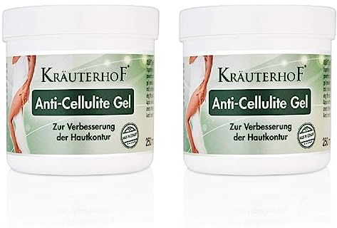 Kräuterhof® Anti Cellulite Gel Duo Set (2 x 250ml) – mit hochdosiertem Koffein & Carnitin und angenehmen Wärme-Effekt & erfrischendem Duft, Verbesserung der Hautkontur, straffende Anti Cellulite Creme