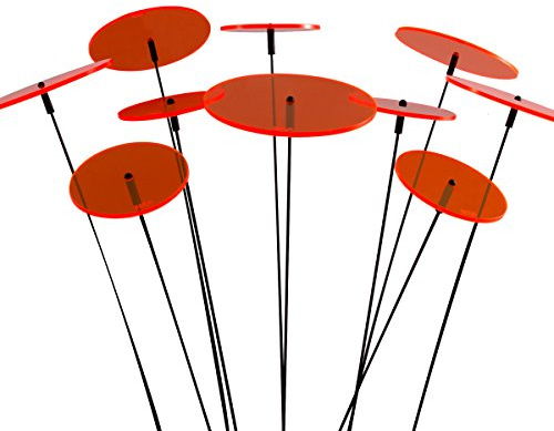 SUNPLAY Sonnenfänger-Scheiben in ORANGE, 10 Stück im Set, 5 Stück à 7 cm und 5 Stück à 10 cm Durchmesser + 35 cm Schwingstäbe