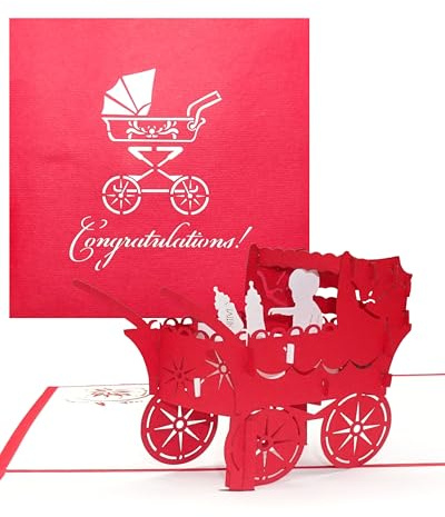 3D Birth Greeting Card Baby Girl – Pop Up Greeting & Congratulations Cards for the first birthday - as little gift, voucher & packaging