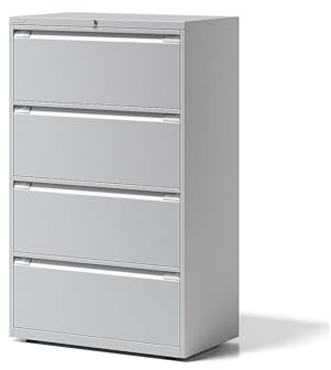BISLEY Hängeregistraturschrank Essentials, 4 Hängeregistratur H 304 mm, Metall, 645 Lichtgrau, 47 x 80 x 130 cm