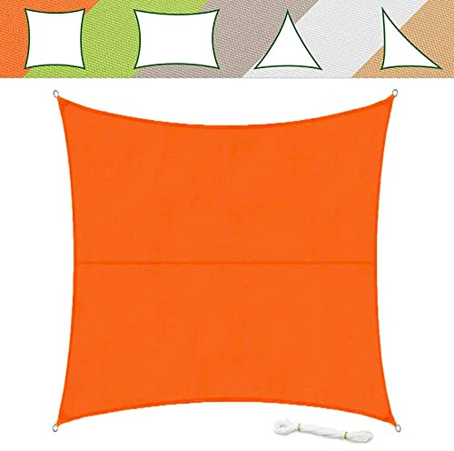 casa pura Sonnensegel 3 x 3 m, Orange - inkl. Befestigungsmaterial - Quadrat - Reißfestes Polyester-Gewebe - Wasserabweisend imprägniert - Sonnenschutz