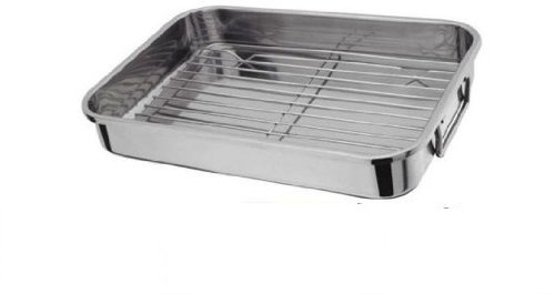 SMALL SIZE 27X20CM STAINLESS STEEL ROASTING TRAY with GRILL