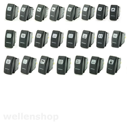 wellenshop 12V LED Kippschalter 25A mit Schaltsymbol für Boote