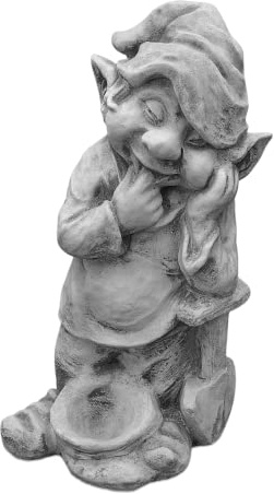 gartendekoparadies.de Gnom Macht den Garten Schön, Steinfigur Wichtel, Grau, Frostsicher aus Steinguss für Außenbereich, H. 46 cm, 12 kg