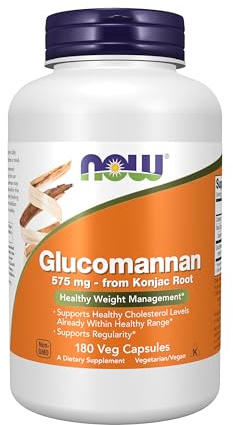NOW Foods Supplements, Glucomannan (Amorphophallus konjac) 575 mg, Supports Regularity*, Healthy Weight Management*, 180 Veg Capsules