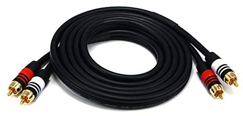 Monoprice Cable de audio premium de dos canales, 2 conectores RCA a 2 conectores RCA, macho a macho, 22AWG, 6 pies, negro