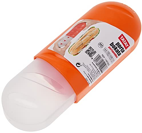 Tatay Porta Bocadillos y Alimentos, Extensible, Libre de BPA, Reutilizables, Apto Lavavajillas y Microondas, Congelacion hasta -40º, 1 Unidad, Color Naranja, Medidas 7.7 x 6.7 x 18 - 25 cm