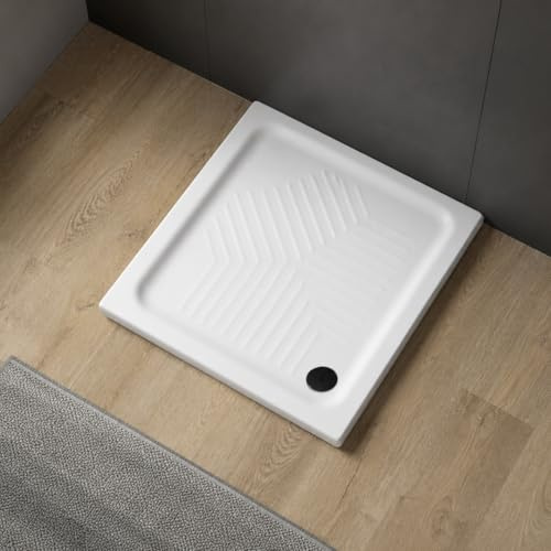Kiamami Valentina - Receveur de Douche en céramique 80x80 avec Bordure h 10cm | Topaze