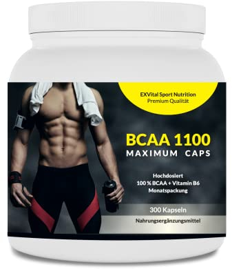 EXVital BCAA 1100 Maximum Caps, Aminosäure, 300 Kapseln in Spitzenqualität, mit Vitamin B6, 1er Pack (1 x 384g)