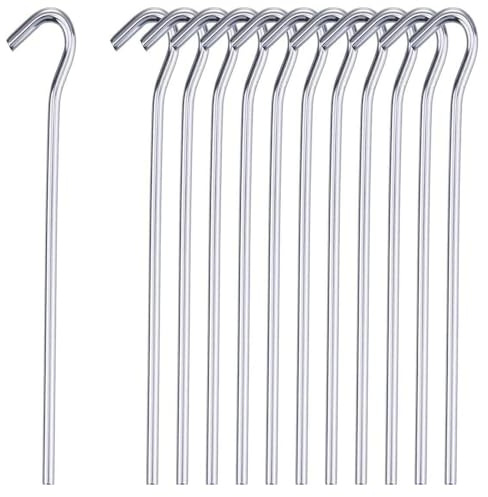 Pack of 50 Alloy Steel Long Tent Pegs - 9 (23cm) for Camping, Gazebos, Tarps, Netting, Football Goals | Durable Hooks Ground Garden Metal Peg | Rust Free, Heavy Duty, Strong Steel - Galvanised Silver