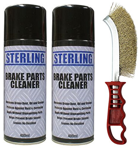 AllTrade Direct Brake Caliper Brass Plated Wire Brush & 2 Brake Cleaner Aerosols 400ml Car Red