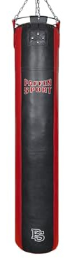 Paffen Sport Star Leder-Boxsack; schwarz/rot; gefüllt; 180cm; 55kg