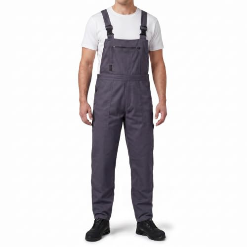 Stenso Pluton Arbeitslatzhose Herren Klassische Arbeitshose | Klassische Latzhose Herren Arbeitshose, 2 Vordertaschen, 2 Gesäßtaschen, Werkzeugtasche, Brusttasche mit Reißverschluss