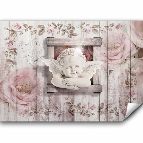 Fototapete murando 250x175 cm Vlies Tapeten Wandtapete XXL Moderne Wanddeko Design Wand Dekoration Wohnzimmer Schlafzimmer Büro Flur Engel Blumen Holz h-A-0048-a-a