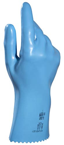 MAPA Professional JERSETTE 300 – Latex Chemical Gloves, Liquid Proof, Cleaning and Construction Gloves, Blue, Size 10 Protective Gloves (1 Pair)